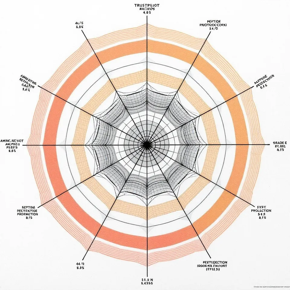 Editorial radar plot of the aggregate cross-platform customer-review signal on Oath Research, plotting five aggregator scores against a 5/5 normalized scale